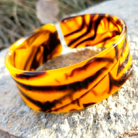gold and blue vintage stunning beautifully made Bangle bracelet tort shell bling